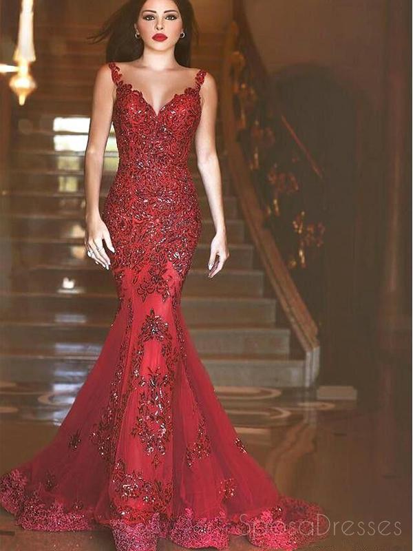 Red Sparkly Sequin Mermaid Long Prom ...
